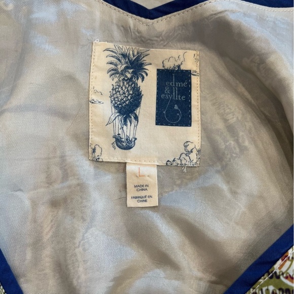 Anthropologie Edme & Esyllte Silk Kerchief Mini Dress – Blue/Green Geo – Large - Picture 9 of 14